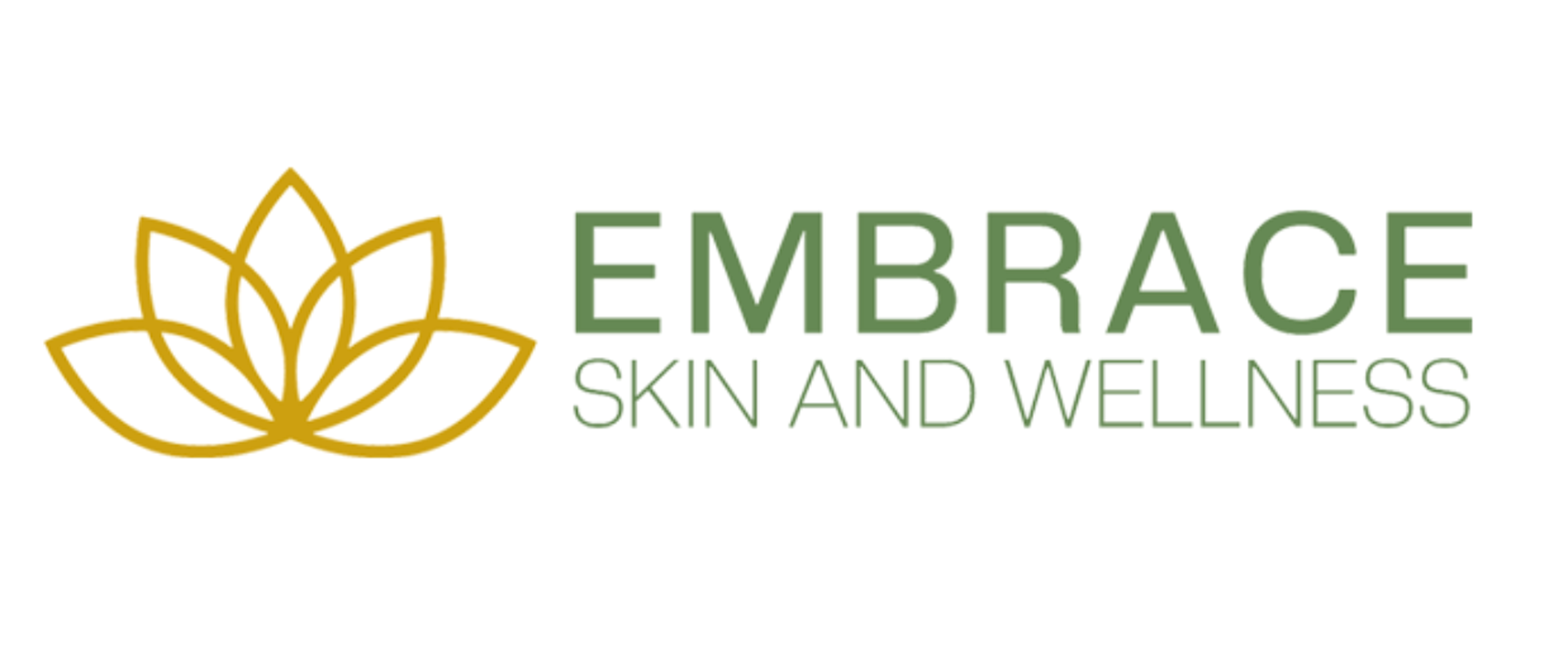 Green Embrace Skin and Wellness Logo and Yellow Flower on White Background